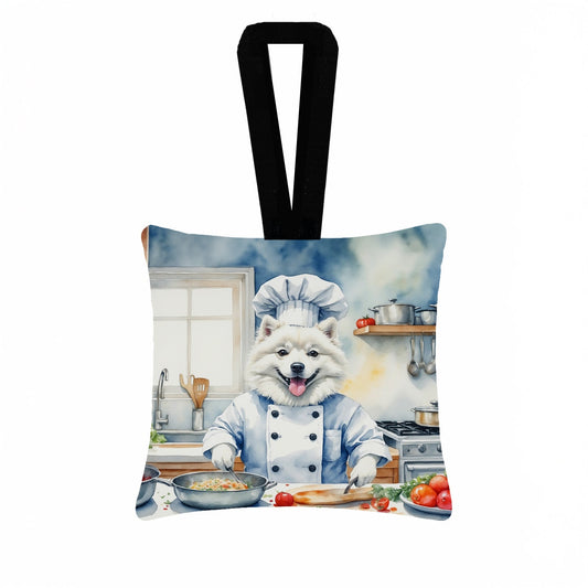 American Eskimo The Chef Hanging Square Fabric Ornament 3.5 × 3.5