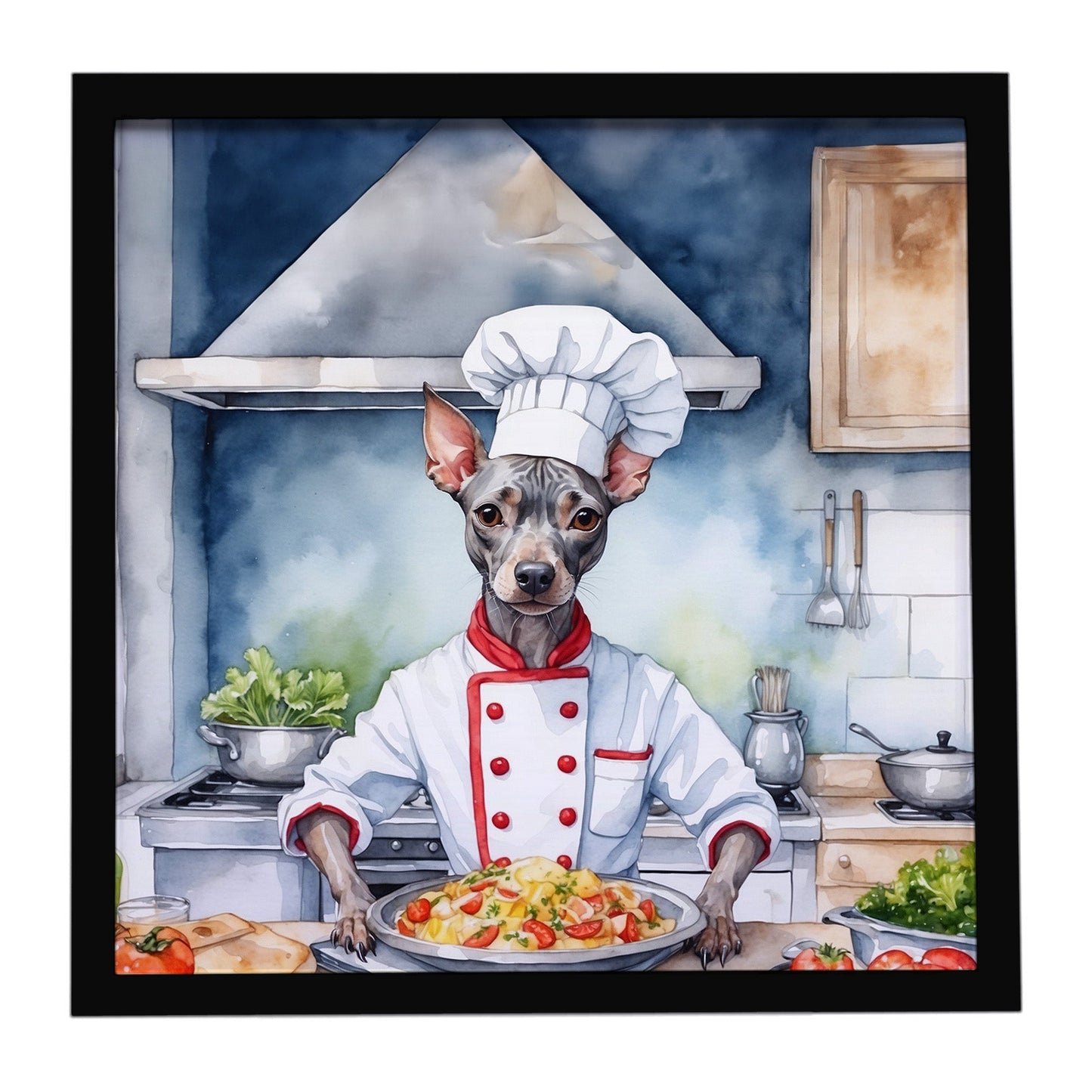 American Hairless Terrier The Chef Framed Metal Print