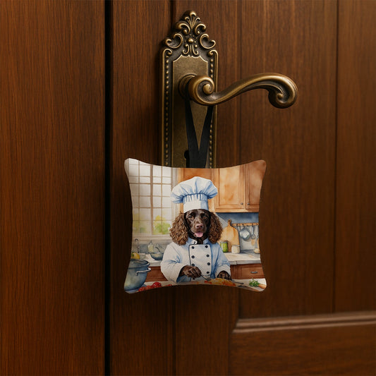 American Water Spaniel The Chef Hanging Square Fabric Ornament 3.5 × 3.5