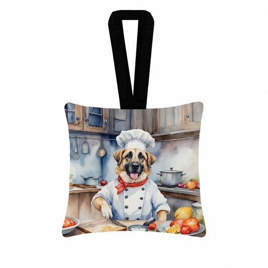 Anatolian Shepherd The Chef Hanging Square Fabric Ornament 3.5 × 3.5