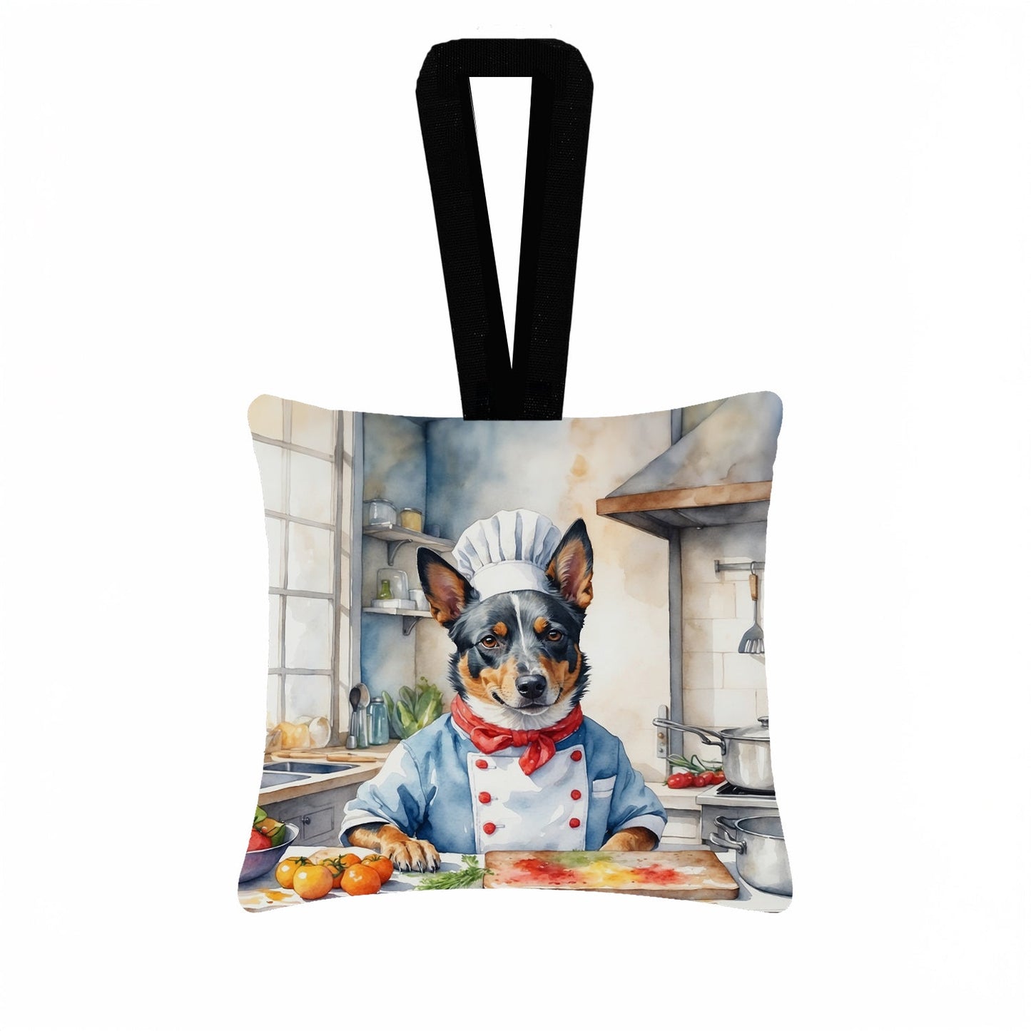 Australian Cattle Dog The Chef Hanging Square Fabric Ornament 3.5 × 3.5