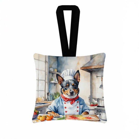 Australian Cattle Dog The Chef Hanging Square Fabric Ornament 3.5 × 3.5