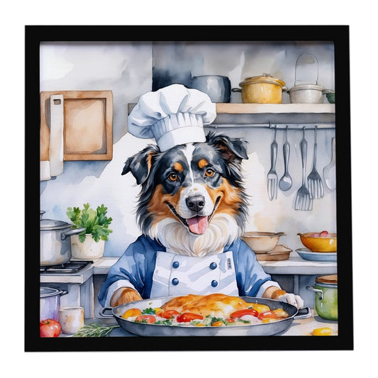 Australian Shepherd The Chef Framed Metal Print