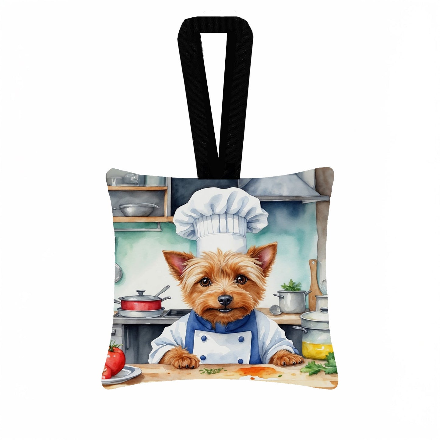 Australian Terrier The Chef Hanging Square Fabric Ornament 3.5 × 3.5