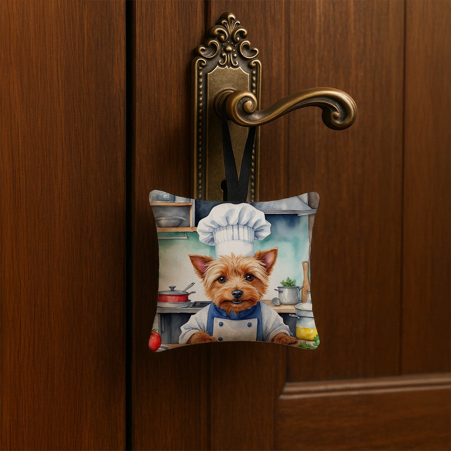 Australian Terrier The Chef Hanging Square Fabric Ornament 3.5 × 3.5