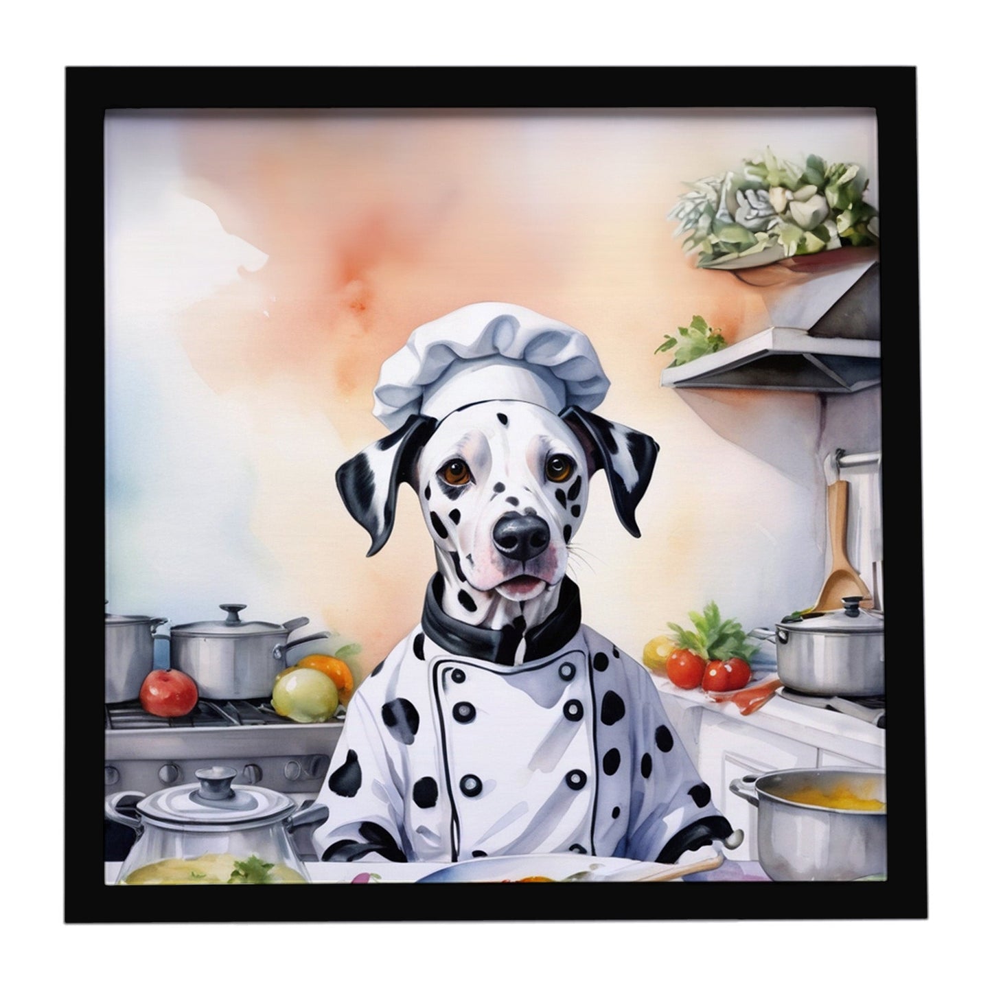 Dalmatian The Chef Framed Metal Print