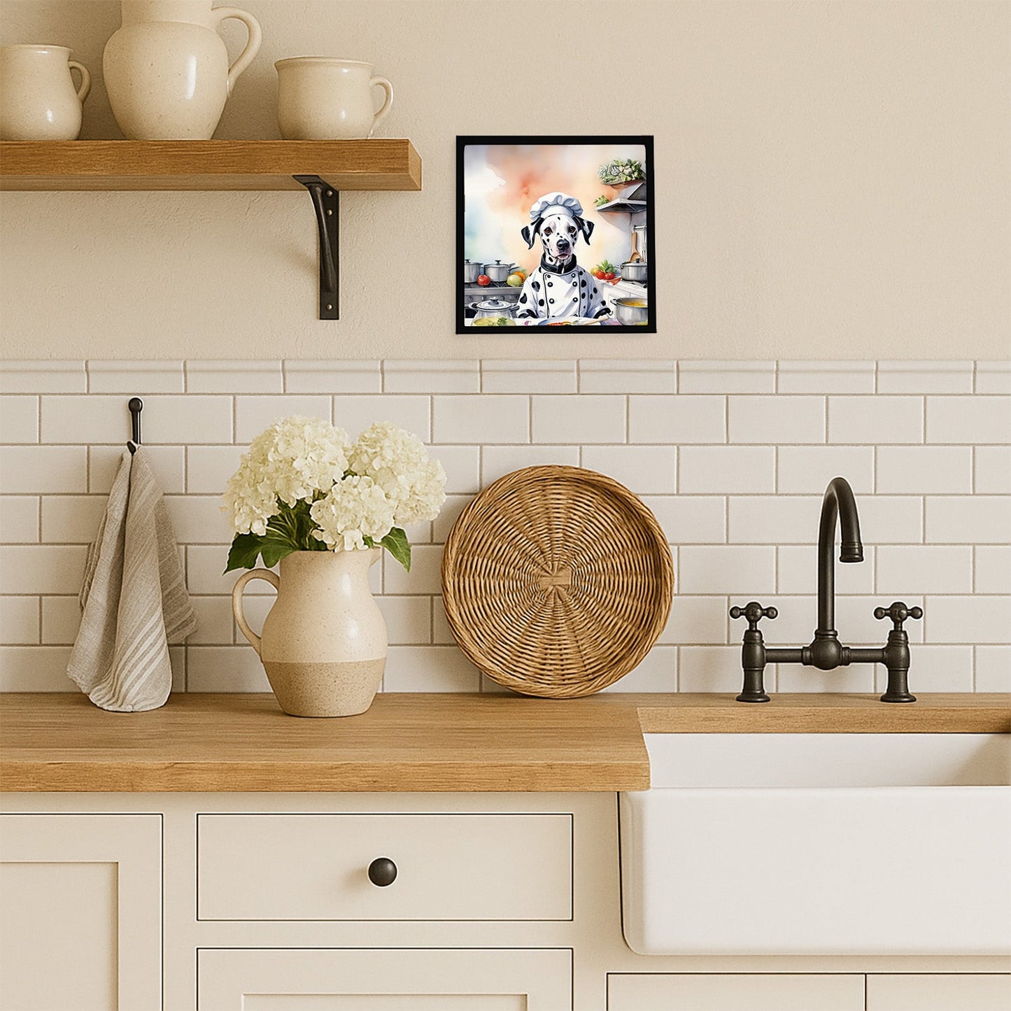 Dalmatian The Chef Framed Metal Print