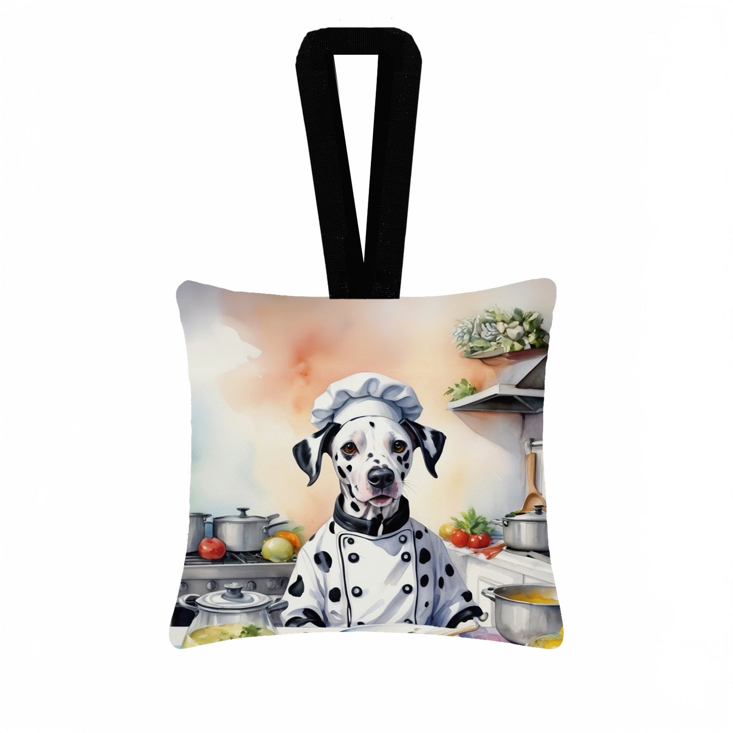 Dalmatian The Chef Hanging Square Fabric Ornament 3.5 × 3.5