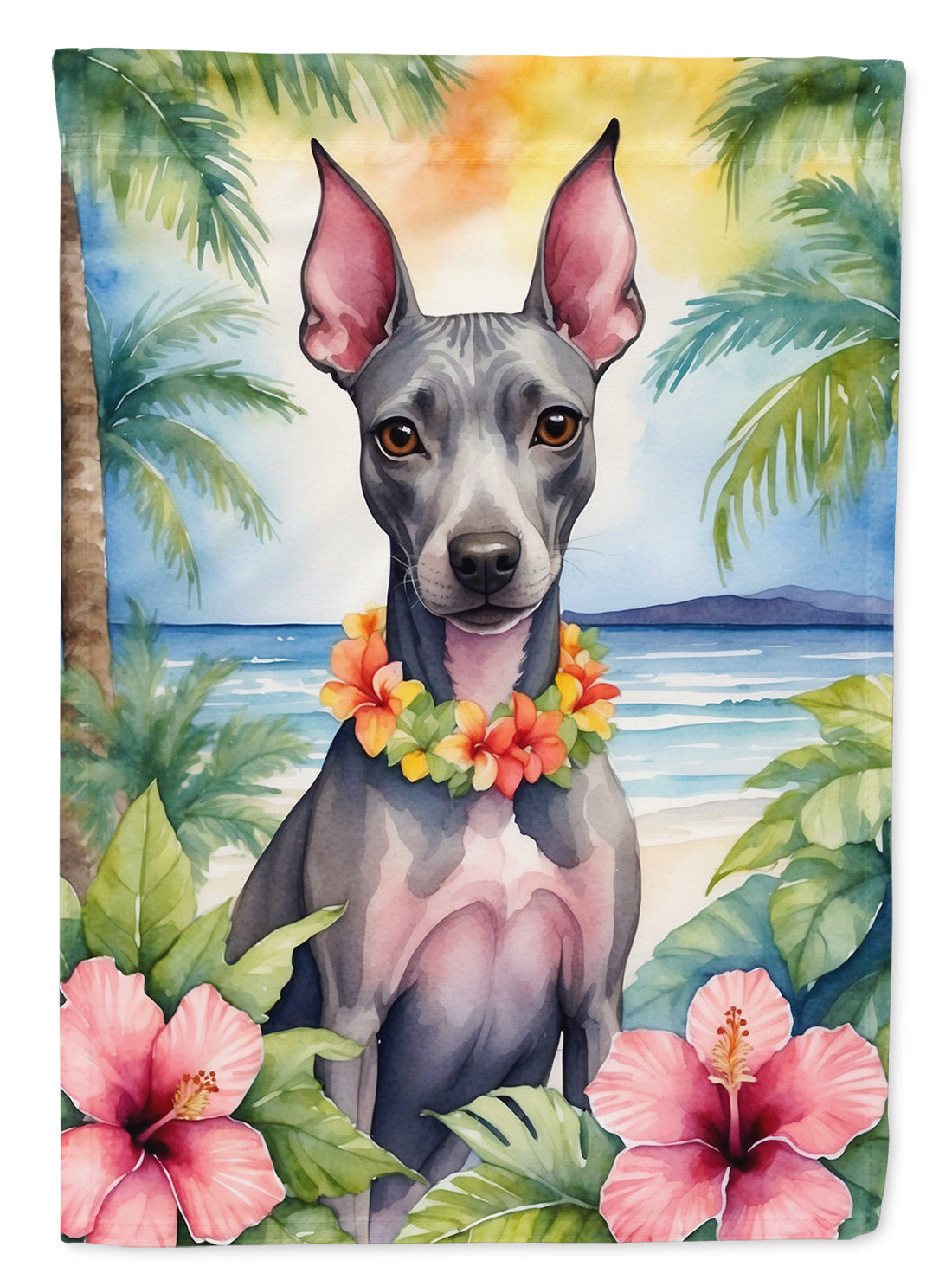 American Hairless Terrier Luau House Flag