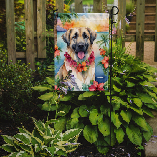 Anatolian Shepherd Luau Garden Flag – Tropical Dog Decor with Hibiscus & Palm Leaves