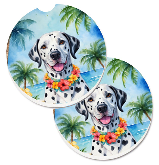 Dalmatian Luau Car Coasters – Set of 2 - Absorbent Stone with Fun & Functional Artwork