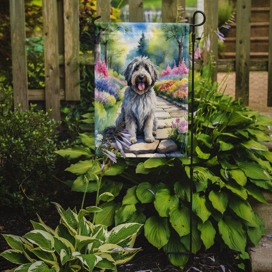 Bergamasco Sheepdog Spring Path Garden Flag  – Dog-Themed Floral Outdoor Decor
