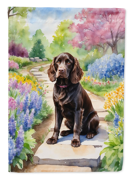 Boykin Spaniel Spring Path Garden Flag  – Dog-Themed Floral Outdoor Decor