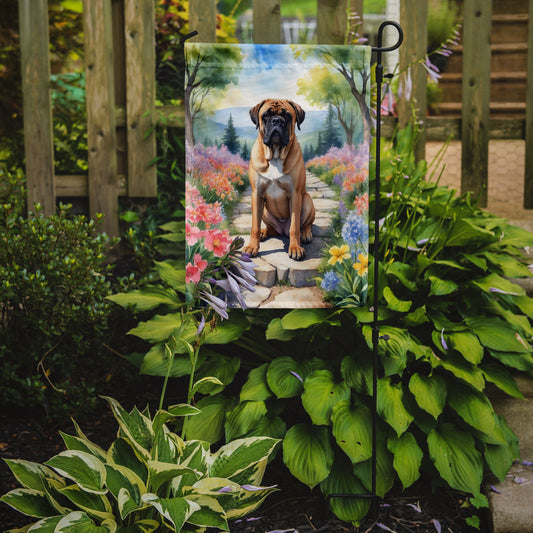 Bullmastiff Spring Path Garden Flag  – Dog-Themed Floral Outdoor Decor