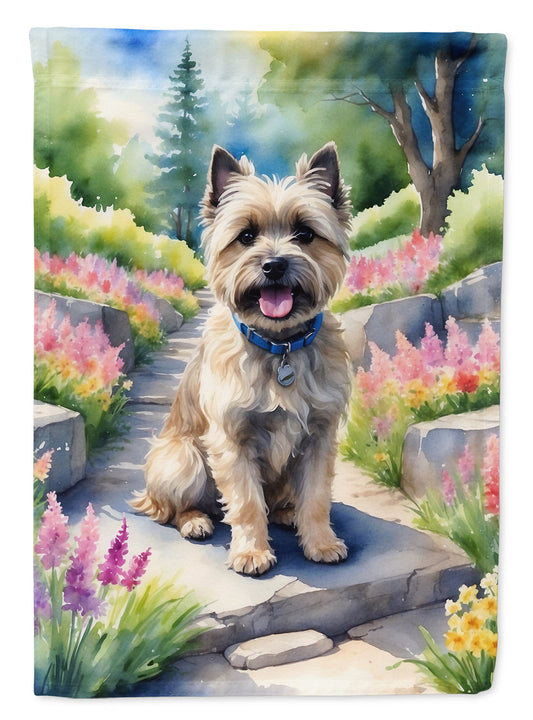 Cairn Terrier Spring Path Garden Flag  – Dog-Themed Floral Outdoor Decor