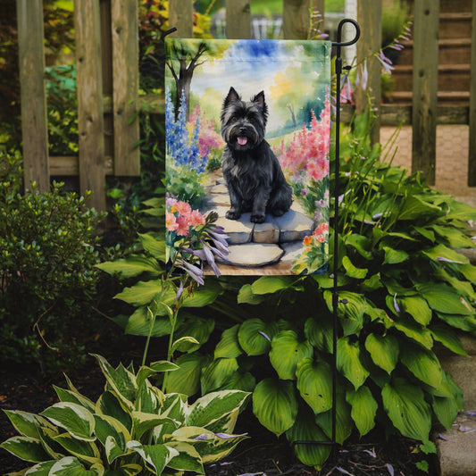 Cairn Terrier Spring Path Garden Flag  – Dog-Themed Floral Outdoor Decor