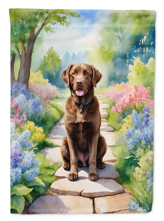 Chesapeake Bay Retriever Spring Path Garden Flag  – Dog-Themed Floral Outdoor Decor