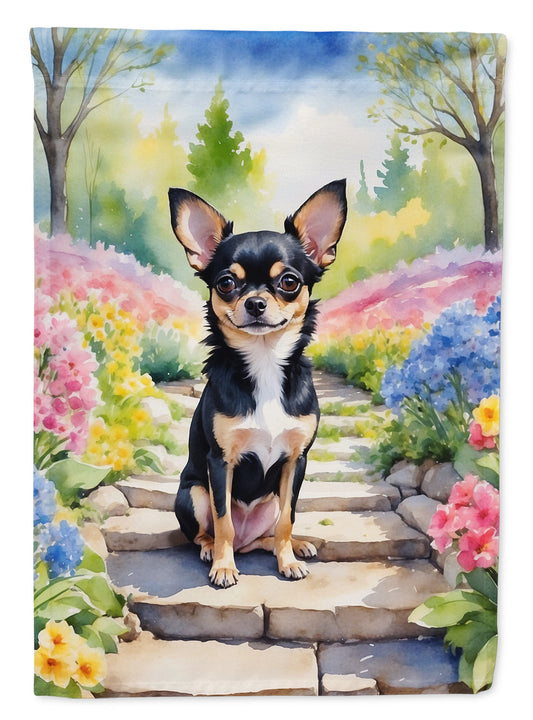 Chihuahua Spring Path Garden Flag  – Dog-Themed Floral Outdoor Decor