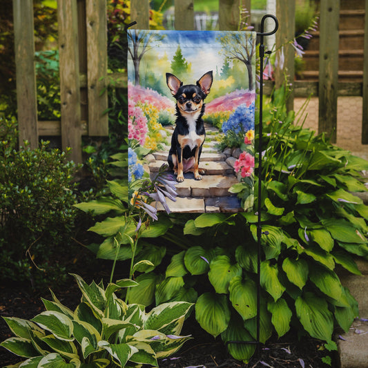 Chihuahua Spring Path Garden Flag  – Dog-Themed Floral Outdoor Decor