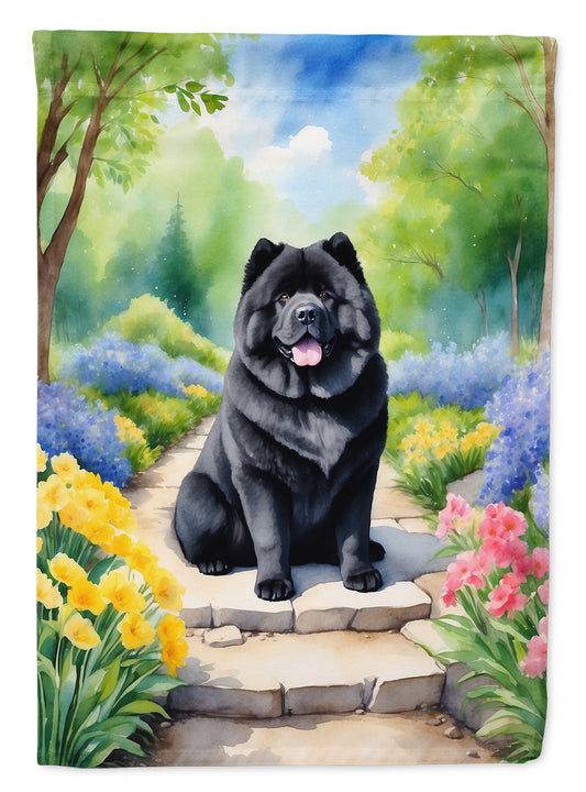 Chow Chow Spring Path Garden Flag  – Dog-Themed Floral Outdoor Decor