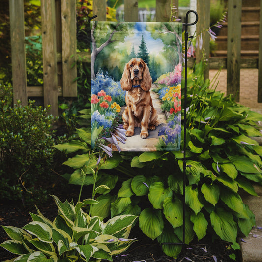 Cocker Spaniel Spring Path Garden Flag  – Dog-Themed Floral Outdoor Decor