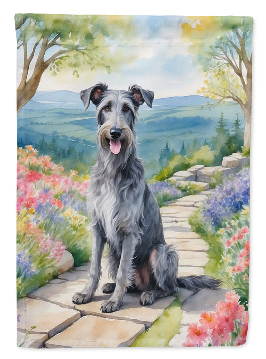 Scottish Deerhound Spring Path Garden Flag  – Dog-Themed Floral Outdoor Decor