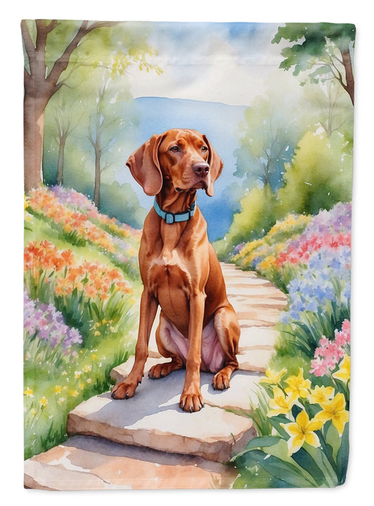 Vizsla Spring Path Garden Flag  – Dog-Themed Floral Outdoor Decor