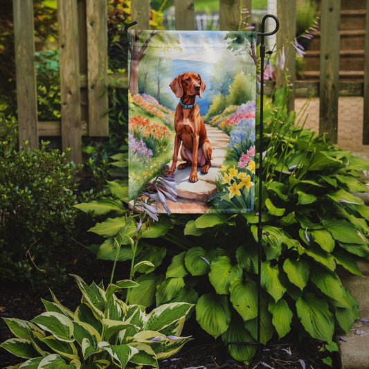 Vizsla Spring Path Garden Flag  – Dog-Themed Floral Outdoor Decor