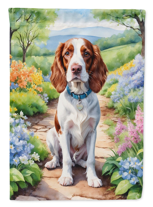 Welsh Springer Spaniel Spring Path Garden Flag  – Dog-Themed Floral Outdoor Decor