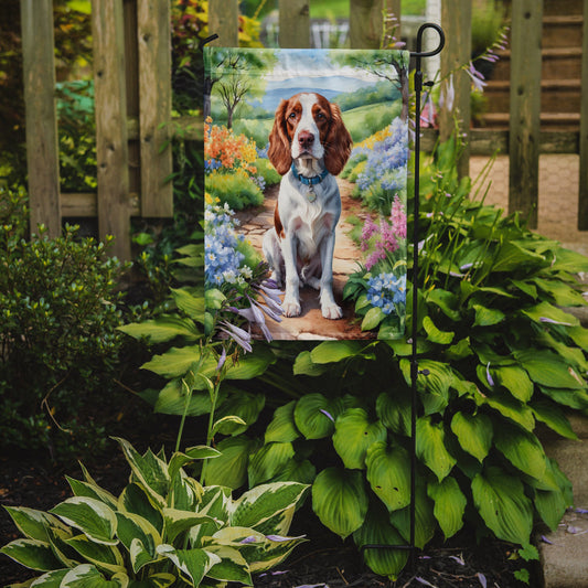 Welsh Springer Spaniel Spring Path Garden Flag  – Dog-Themed Floral Outdoor Decor