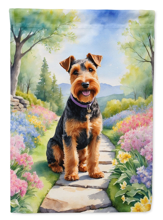 Welsh Terrier Spring Path Garden Flag  – Dog-Themed Floral Outdoor Decor