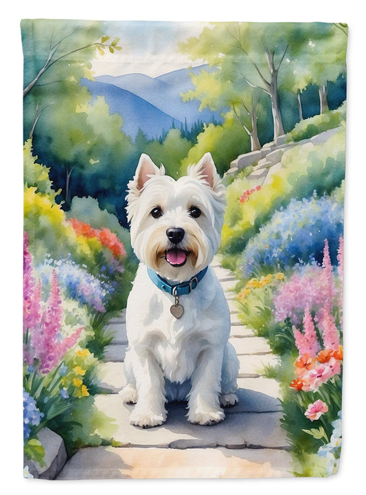 Westie Spring Path Garden Flag  – Dog-Themed Floral Outdoor Decor