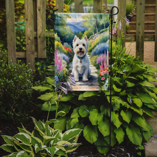 Westie Spring Path Garden Flag  – Dog-Themed Floral Outdoor Decor