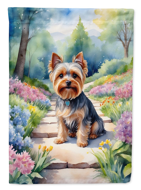 Yorkshire Terrier Spring Path Garden Flag  – Dog-Themed Floral Outdoor Decor