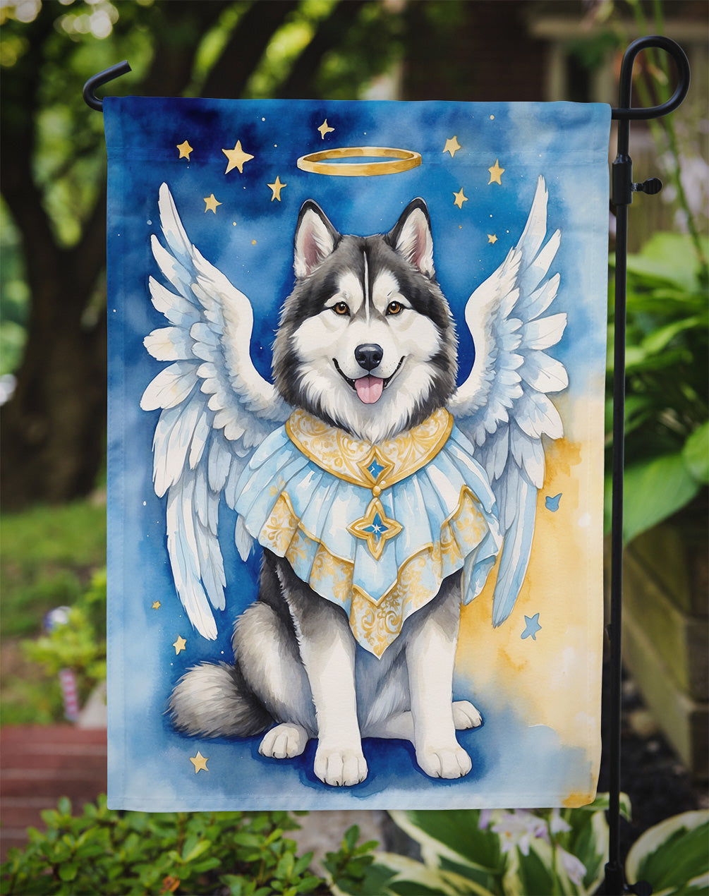 Alaskan Malamute My Angel Garden Flag – Memorial or Christmas Dog Angel Decor