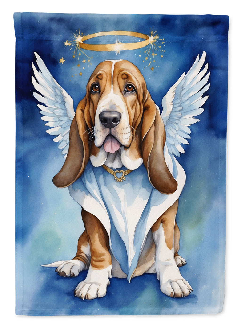 Basset Hound My Angel Garden Flag – Memorial or Christmas Dog Angel Decor DAC6939GF