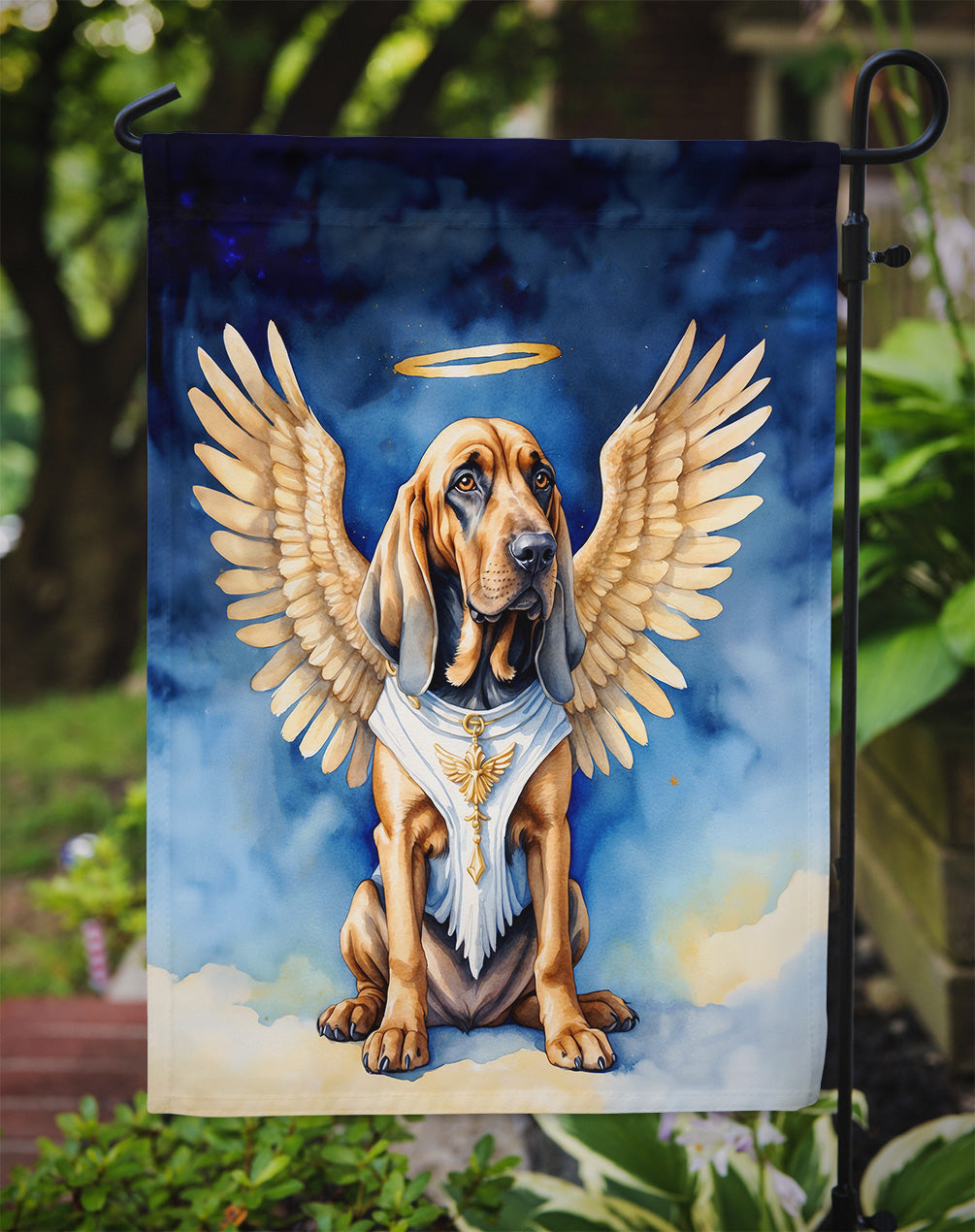 Bloodhound My Angel Garden Flag – Memorial or Christmas Dog Angel Decor