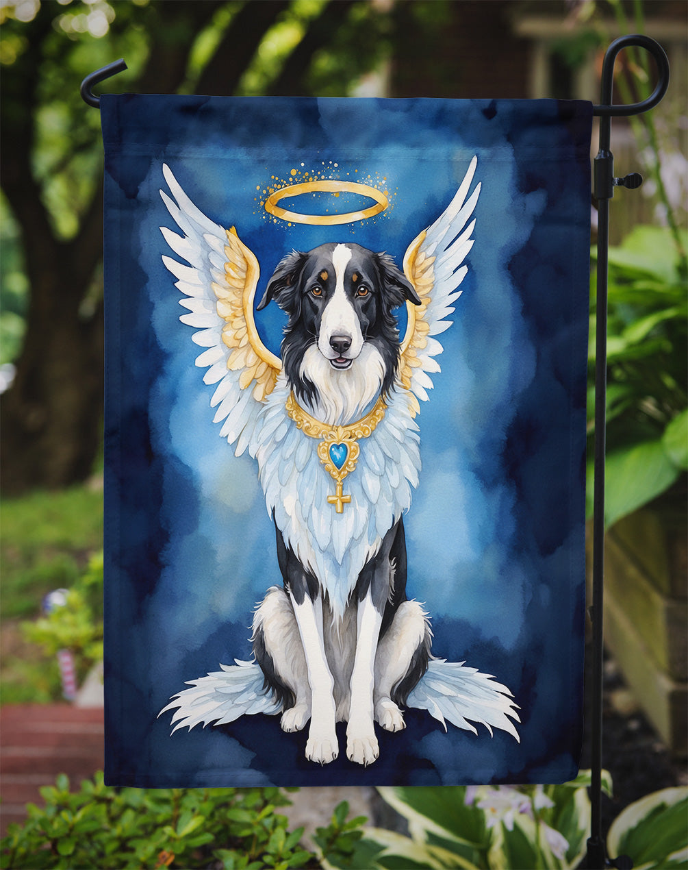 Borzoi My Angel Garden Flag – Memorial or Christmas Dog Angel Decor