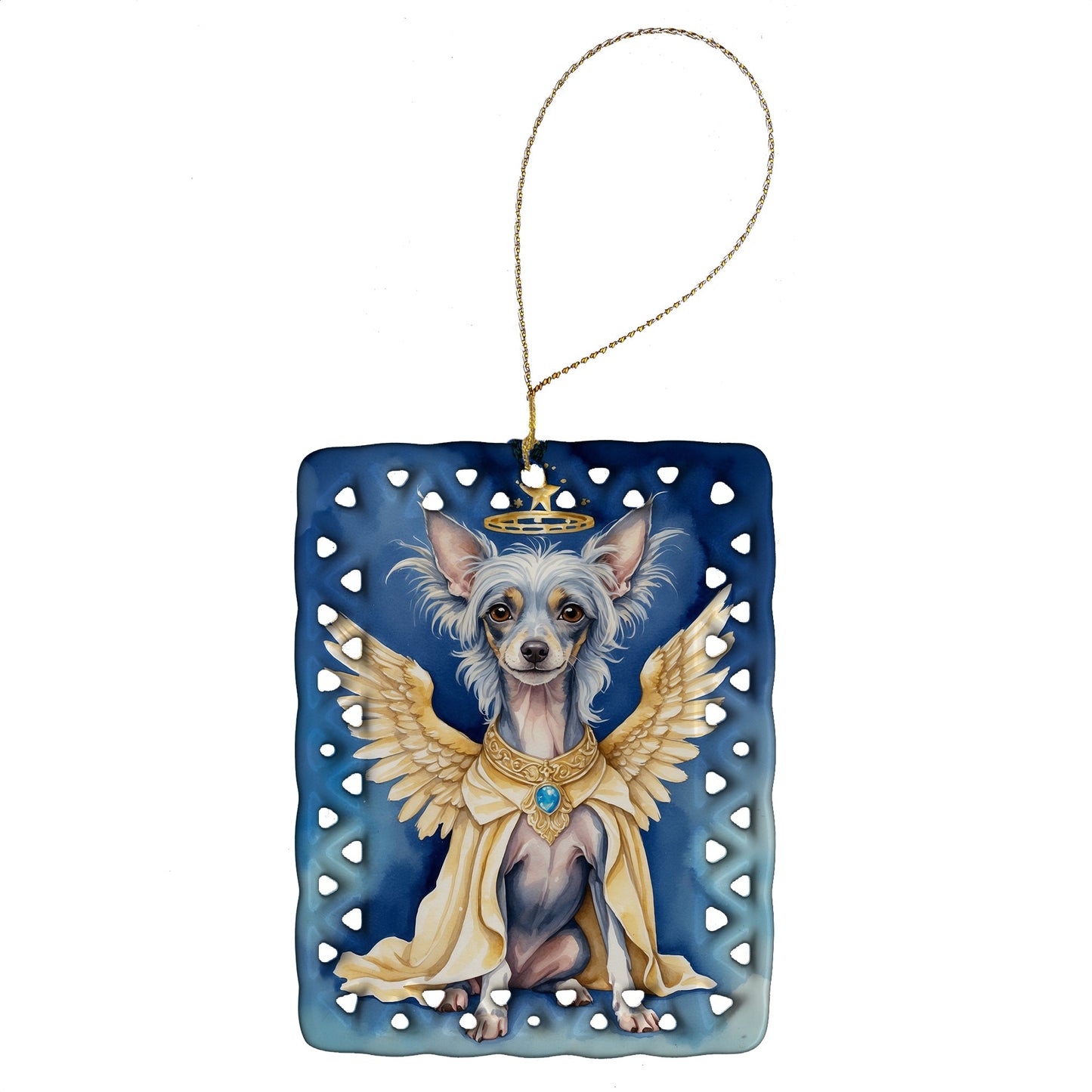 Chinese Crested My Angel Porcelain Ornament