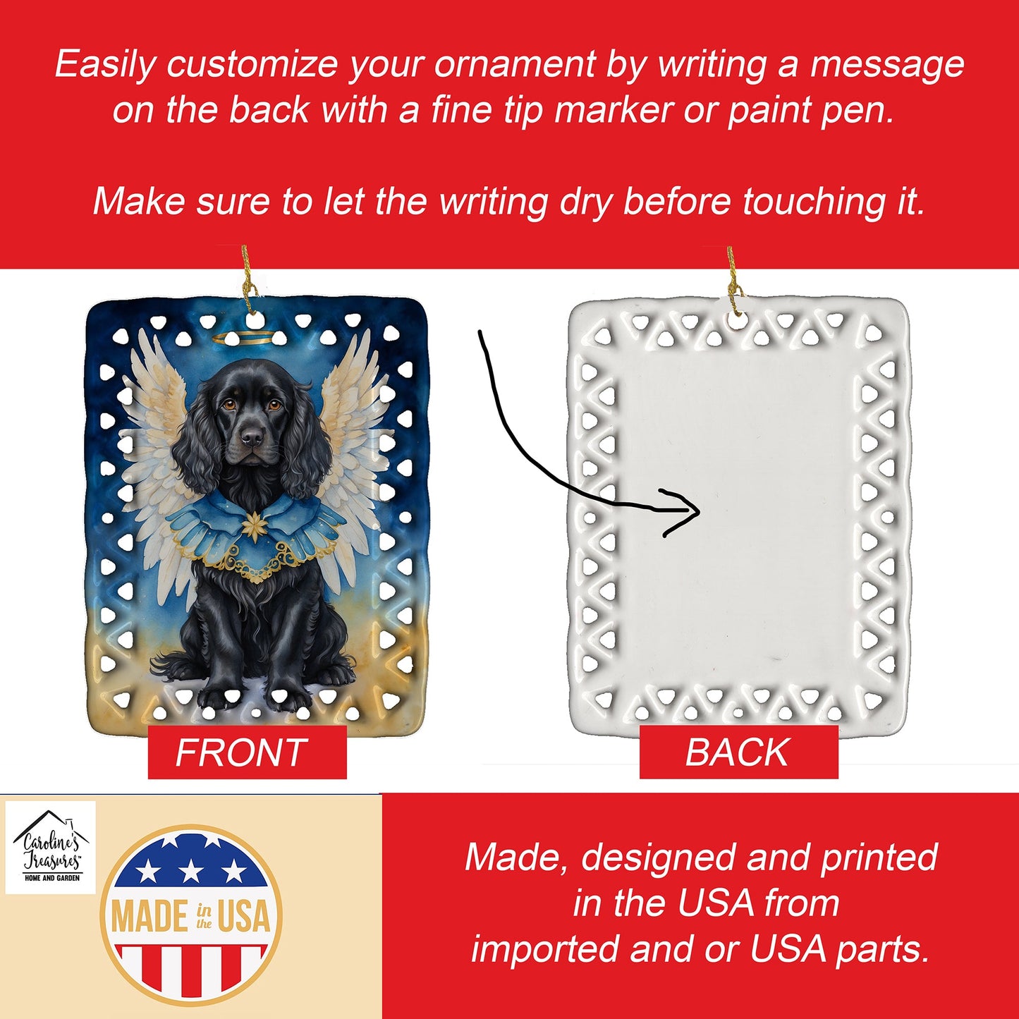 Cocker Spaniel My Angel Porcelain Ornament