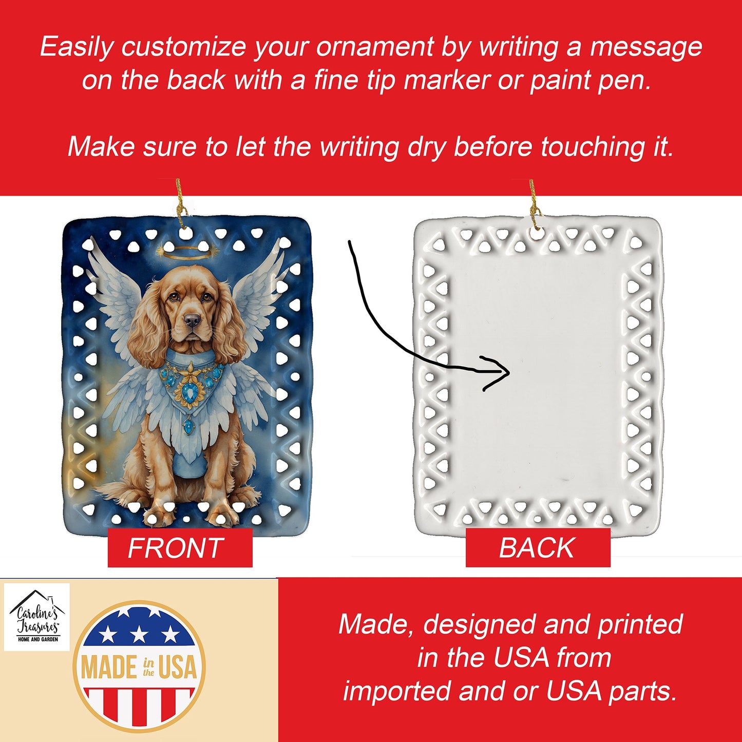 Cocker Spaniel My Angel Porcelain Ornament