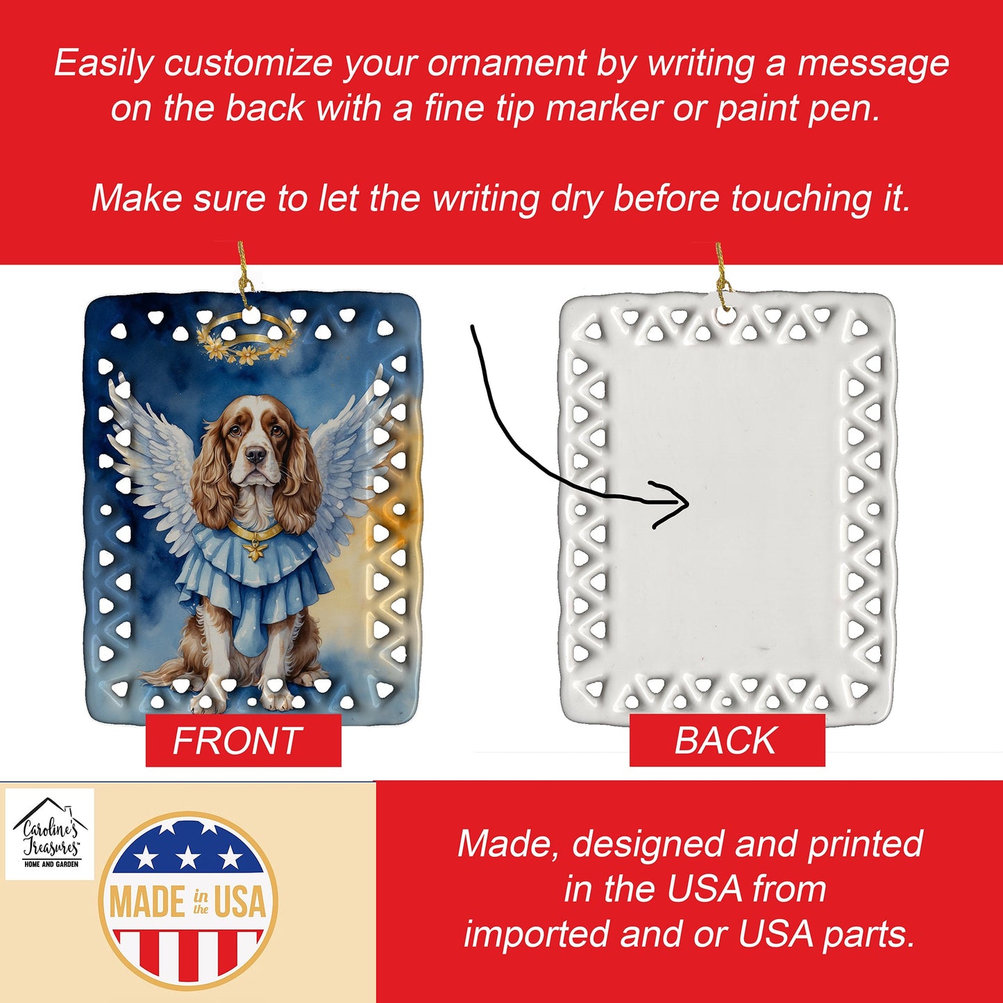 Cocker Spaniel My Angel Porcelain Ornament