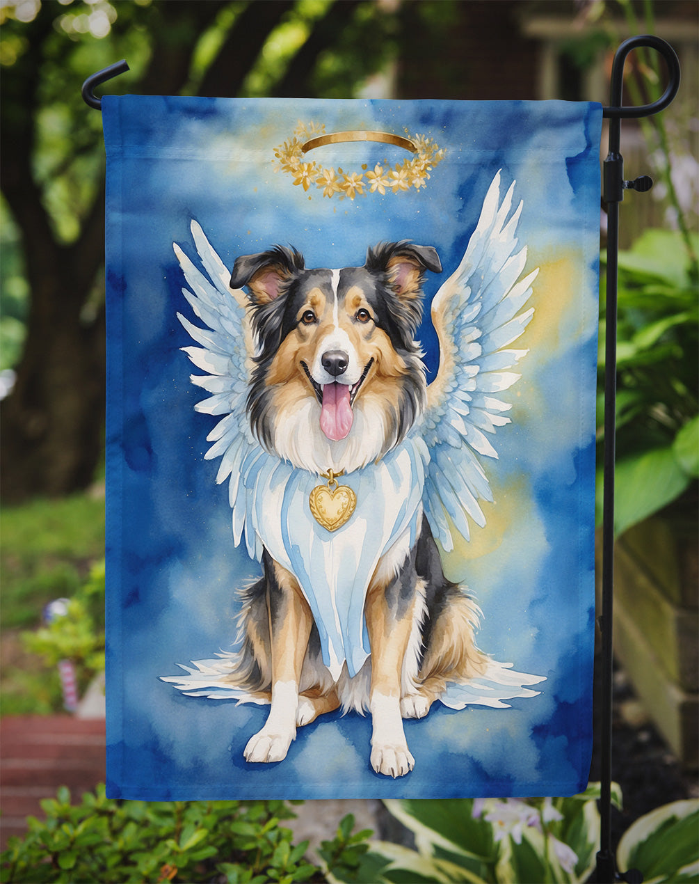 Collie My Angel Garden Flag – Memorial or Christmas Dog Angel Decor