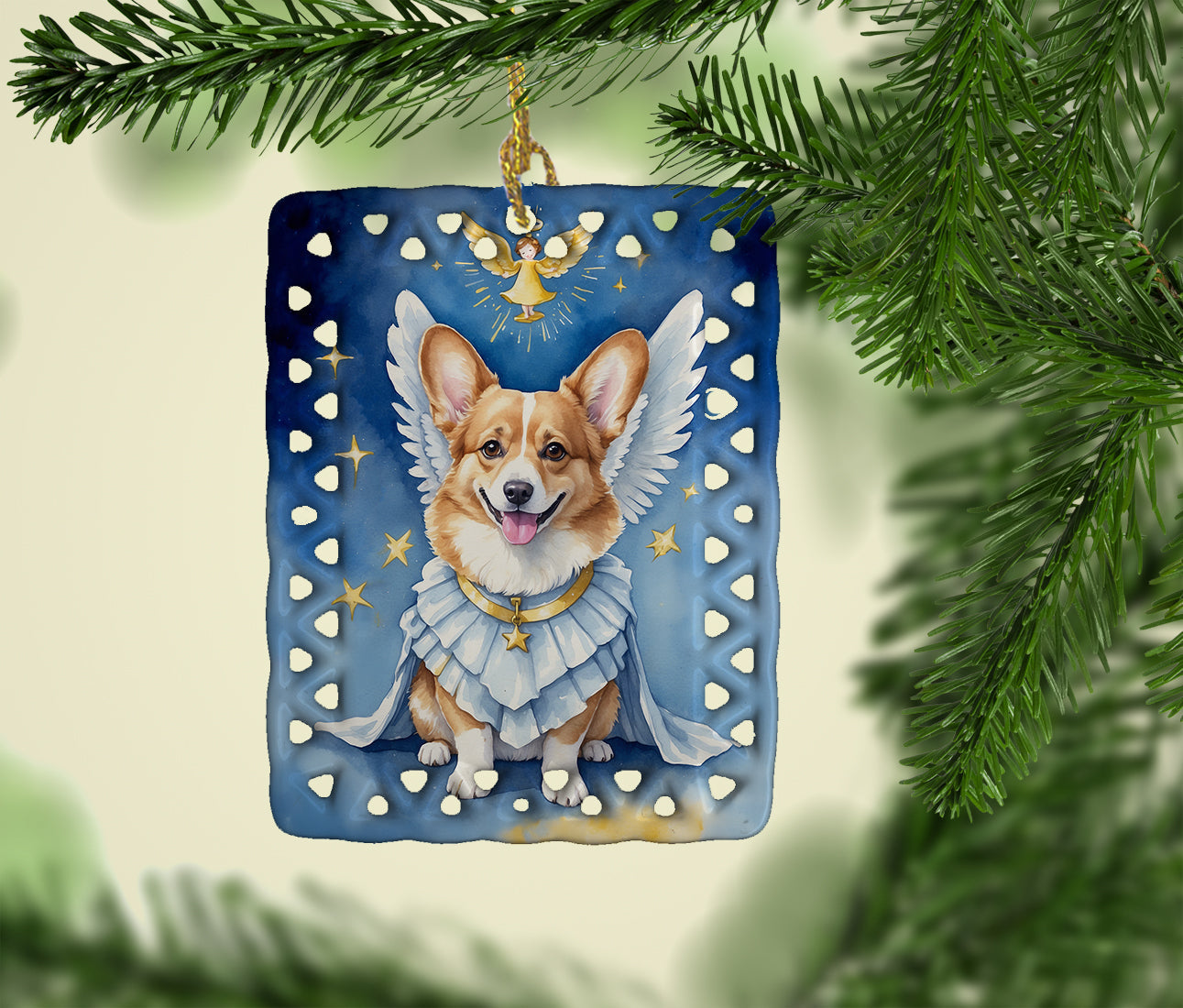 Corgi My Angel Porcelain Ornament