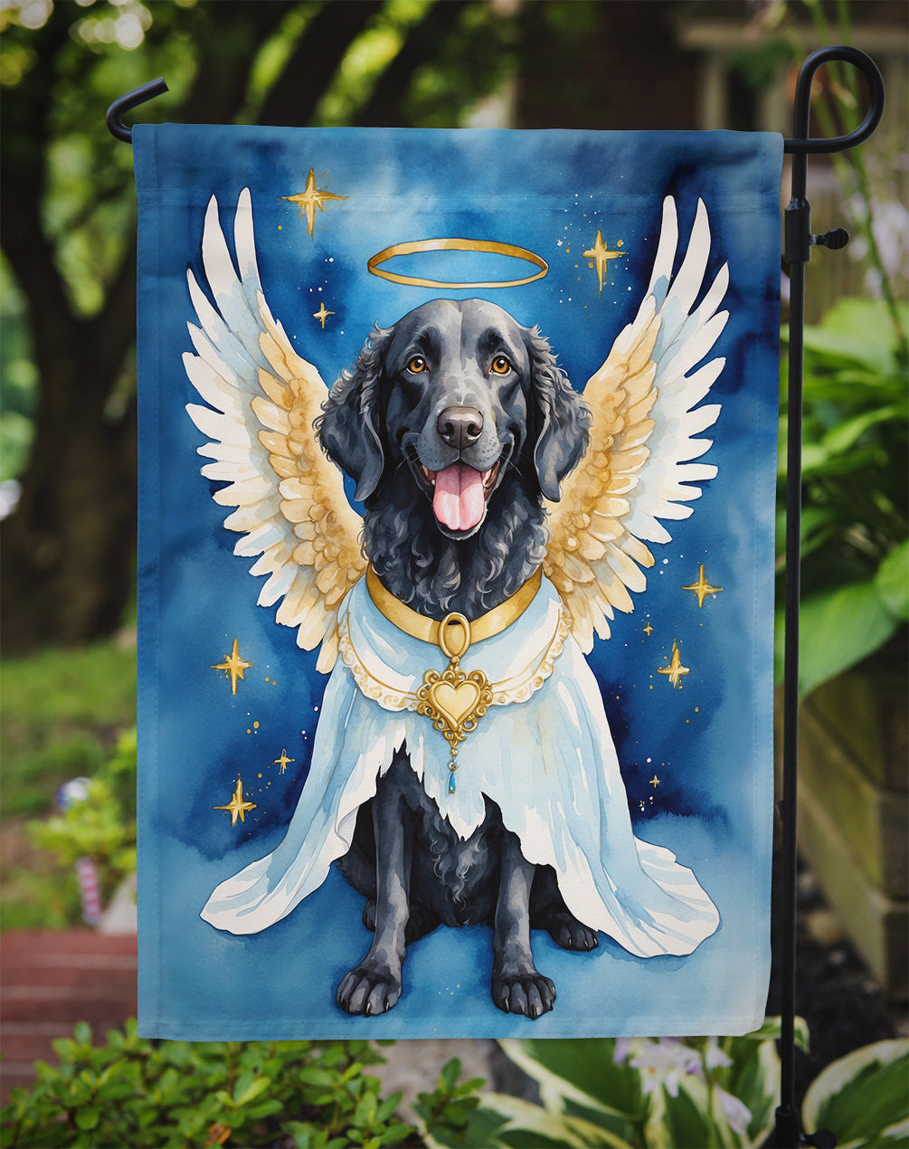 Curly-Coated Retriever My Angel Garden Flag – Memorial or Christmas Dog Angel Decor