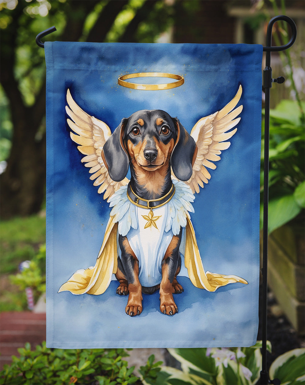 Dachshund My Angel Garden Flag – Memorial or Christmas Dog Angel Decor