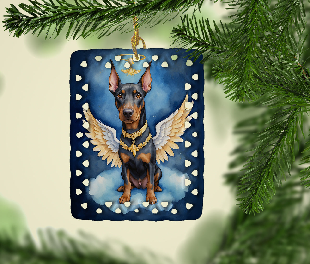 Doberman Pinscher My Angel Porcelain Ornament
