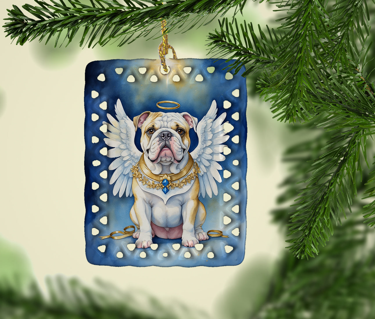 English Bulldog My Angel Porcelain Ornament
