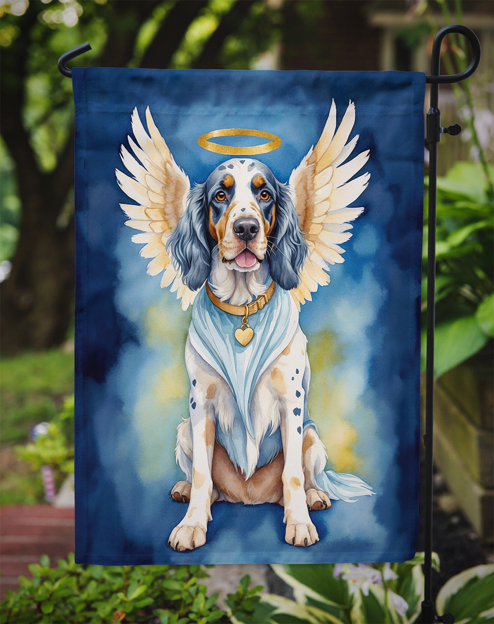 English Setter My Angel Garden Flag – Memorial or Christmas Dog Angel Decor