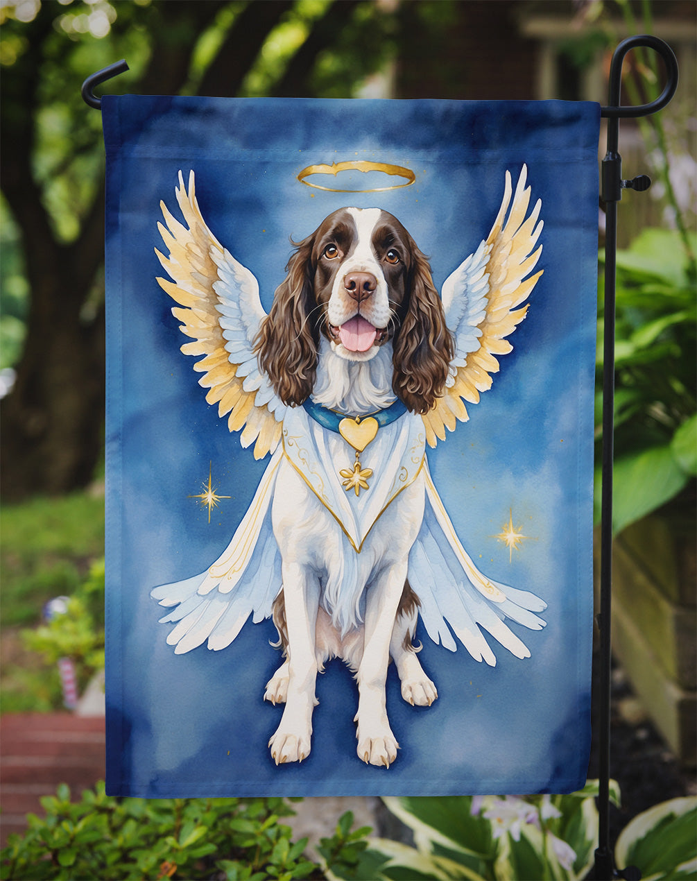 English Springer Spaniel My Angel Garden Flag – Memorial or Christmas Dog Angel Decor